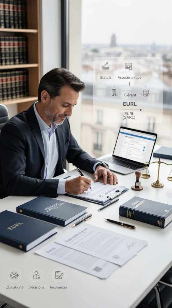 un homme est en train de créer une EURL